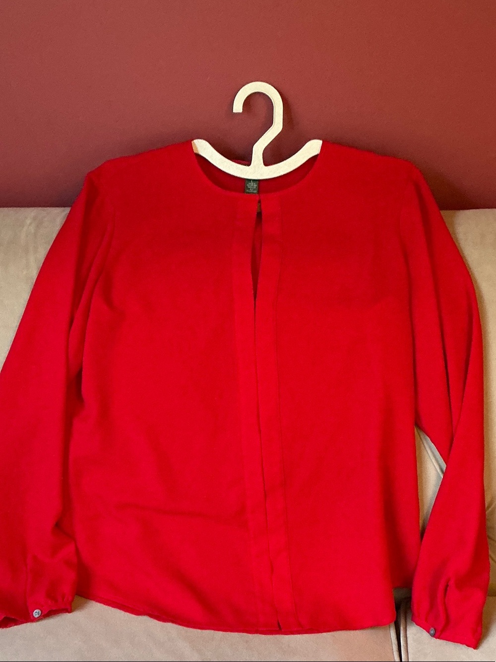 Lauren Ralph Lauren Red Long-Sleeve Peephole Blouse